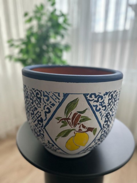 El işlemeli Çanak Saksı-10 lt